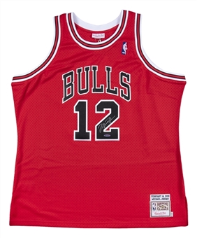 Rare Michael Jordan Signed 1989-90 Chicago Bulls Red No. 12 Authentic Mitchell & Ness Jersey (UDA)